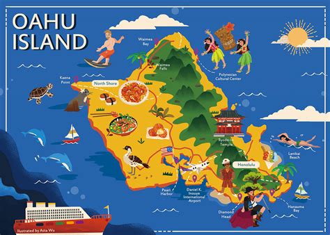 Illustrated Map of Oahu Island on Behance