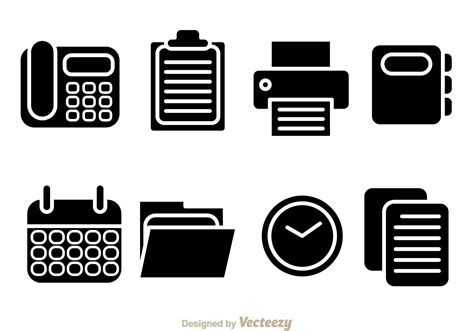 Vector Black Office Icons 93167 Vector Art at Vecteezy