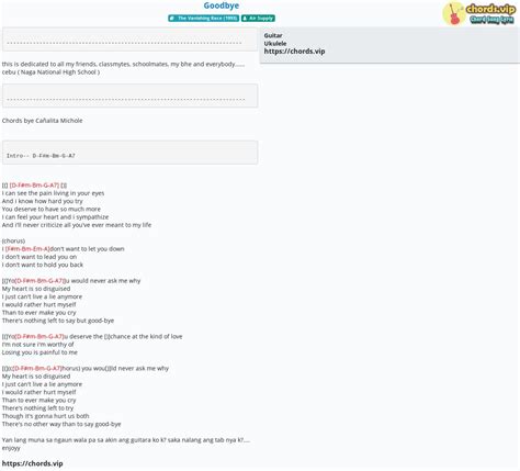 Chord: Goodbye - tab, song lyric, sheet, guitar, ukulele | chords.vip