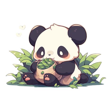 Kawaii panda cartoon in action character, AI Generated 29199089 PNG