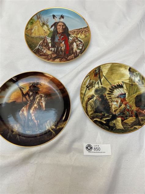 3 Franklin Mint Native American Collector Plates with COA's 24k Gold ...