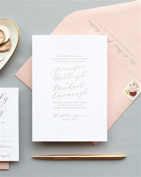 Signature Spotlight: Charming Rose Gold Foil Invitations - Banter and Charm