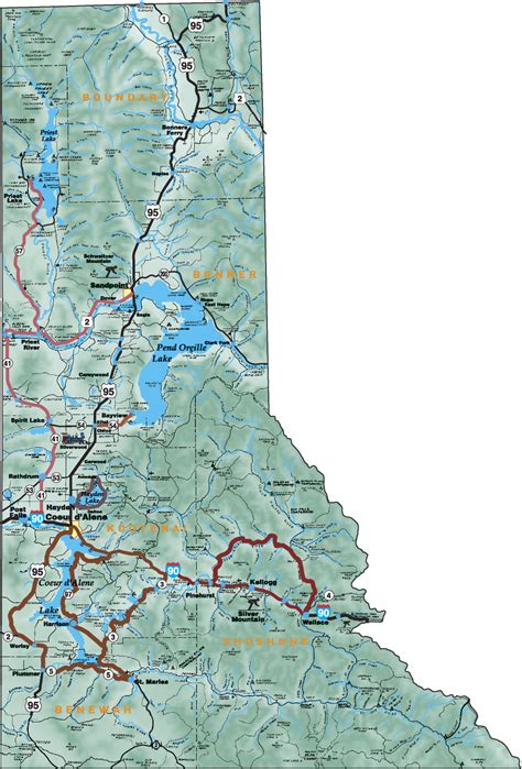 Northern Idaho Road Map - Idaho • mappery