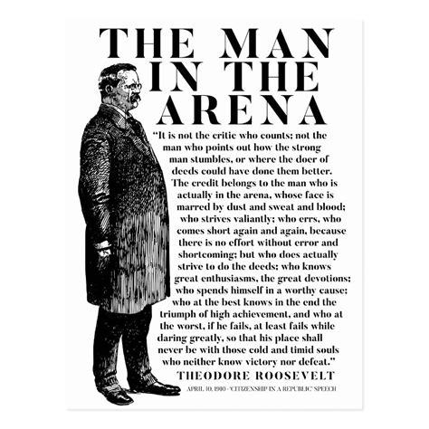 Theodore Roosevelt 'Man In The Arena' Speech Postcard | Zazzle.com | Inspirational speeches ...