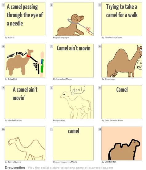 A camel passing through the eye of a needle - Drawception