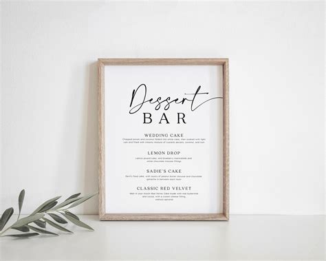 Dessert Bar Sign Dessert Bar Menu Template Modern and - Etsy