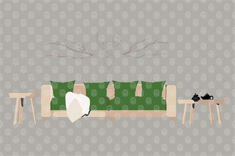 Archade | A Cozy Living Room With Wooden Furnitures Vector Drawings