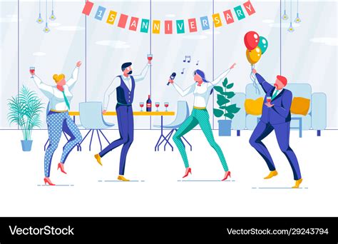 Company anniversary party flat Royalty Free Vector Image