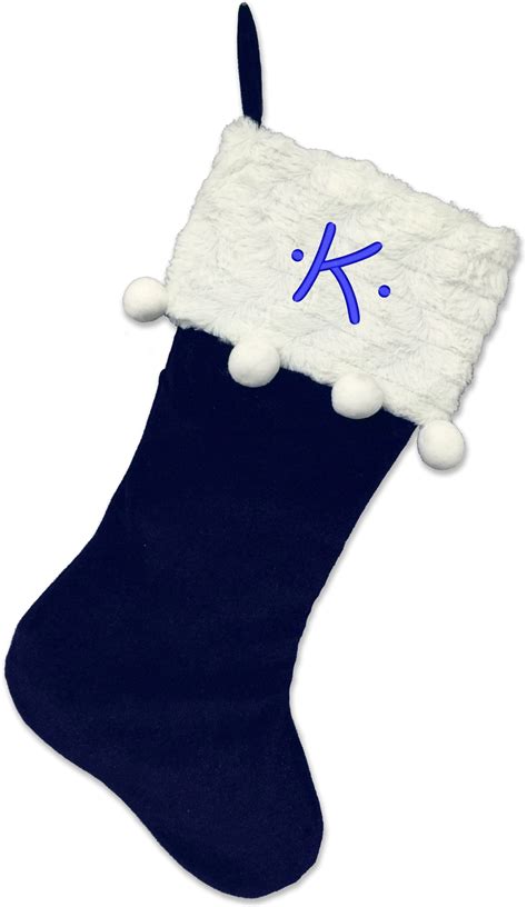 Monogrammed Christmas Stocking, Blue Stocking With Balls with Kids Embroidered Initial - Walmart ...