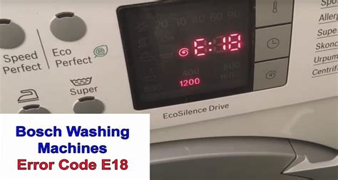 Bosch washer error code E18