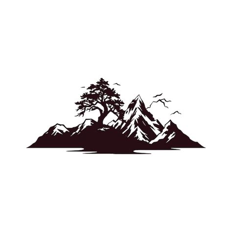 Premium Vector | Mountain landscape silhouette isolated on white ...