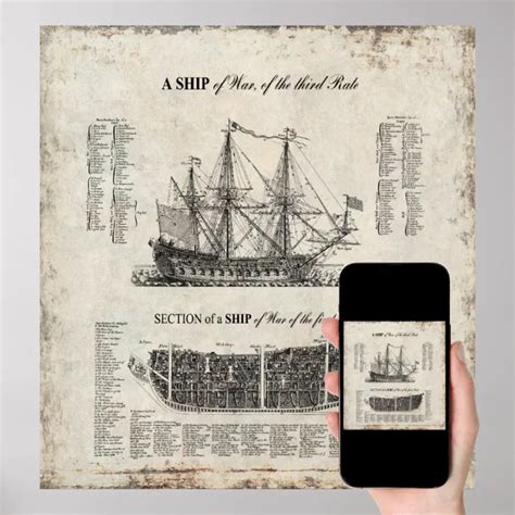 BRITISH MAN o' WAR SHIP ILLUSTRATED 1728 Poster | Zazzle