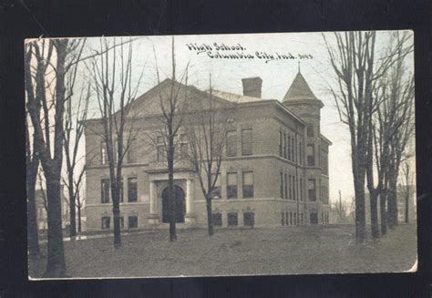 Columbia City Indiana High School Building Vintage Postcard ...