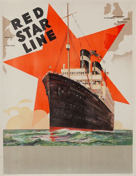 Red Star Line Poster Westernland Ship Poster | David Pollack Vintage ...