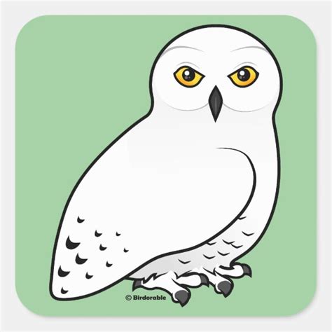 Birdorable Snowy Owl Square Sticker | Cute Bird Gifts