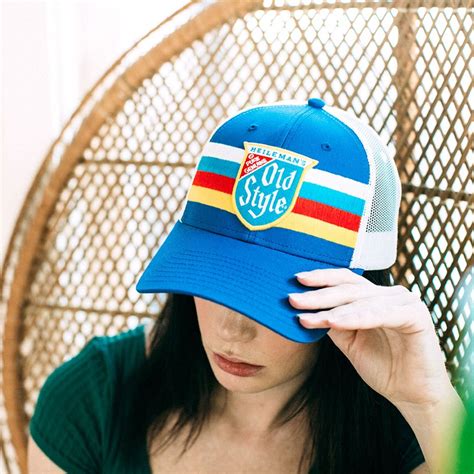 Old Style Beer Striped Vintage Mesh Trucker Hat