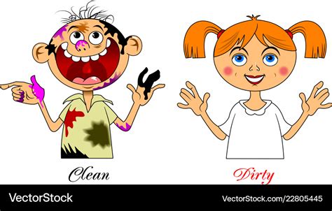 Dirty boy and a clean girl Royalty Free Vector Image