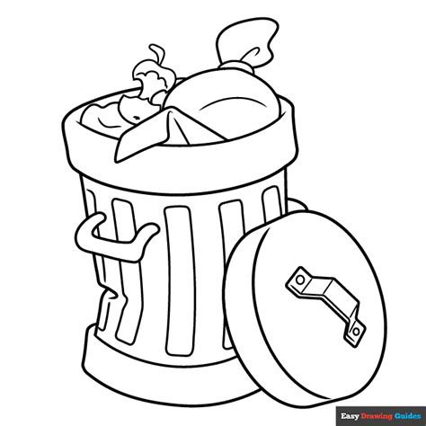 Trash Can Coloring Page | Easy Drawing Guides