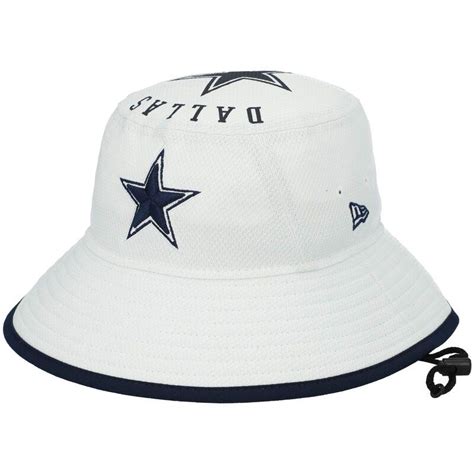 a white cowboys bucket hat with the word'dyrts on it and a blue star