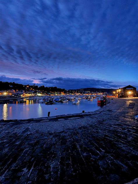 Lyme Regis harbour at night