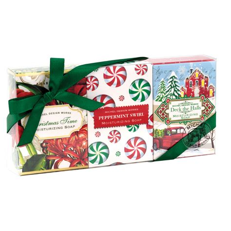 Michel Design Works - Christmas Time, Peppermint Swirl & Deck the Halls Mini Soap Gift Set