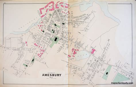 Village of Amesbury, Town of Amesbury, and Town of Merrimac, Massachusetts - Antique Maps and ...