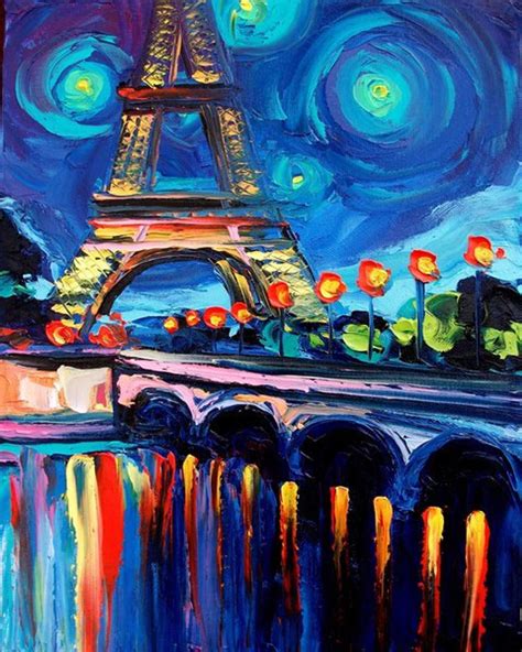 Eiffel Tower Art Paris Print Seine Starry Night Style - Etsy | Eiffel ...