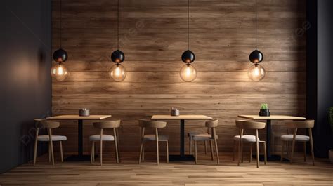 Lighting Of Cafe Table And Chairs Background, 3d Rendering Interior Of A Cafe Restaurant With ...