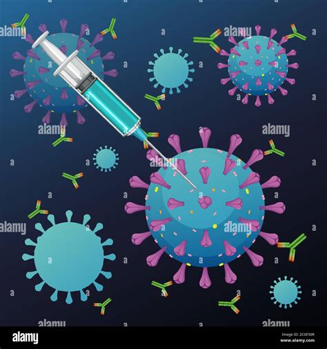 Medical syringe with needle for covid-19 or coronavirus poster or banner illustration Stock ...