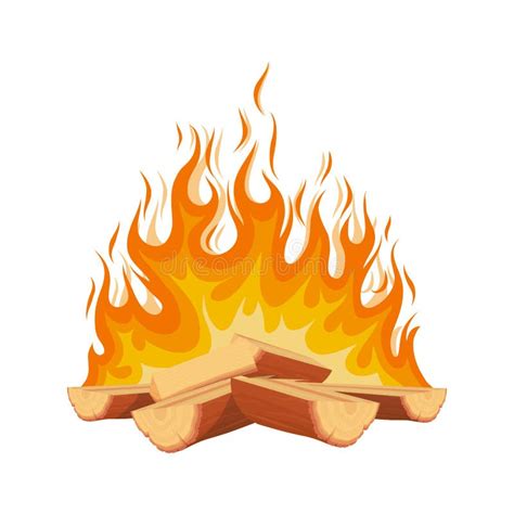 Camp Fire On Logs Of Wood stock vector. Illustration of hiking - 75234324