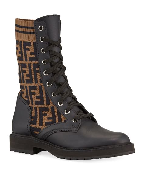 Fendi Leather and FF Combat Boots | Womens combat boots, Fendi boots, Combat boots