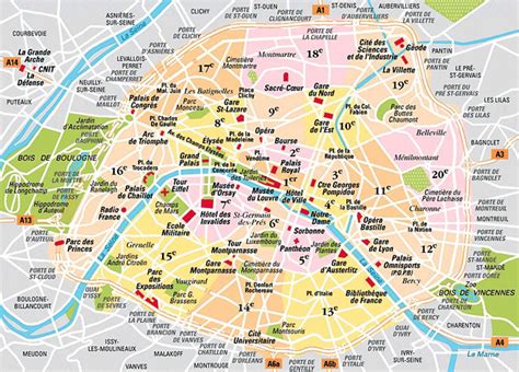 Paris France Map With Attractions - Cristy Claudetta