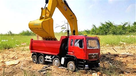 Amazing homemade RC Truck MAN TGS 1/10 and excavator CAT 395 1/10 Scale ...