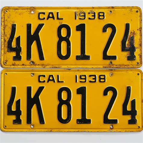 Old California License Plates 1938 SOLD on Ruby Lane