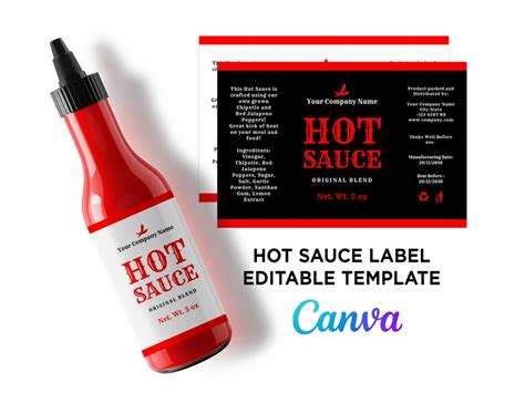 Hot Sauce Label Template, Design for Hot Sauce, Hot Sauce 5oz Bottle, Hot Sauce Design Label ...