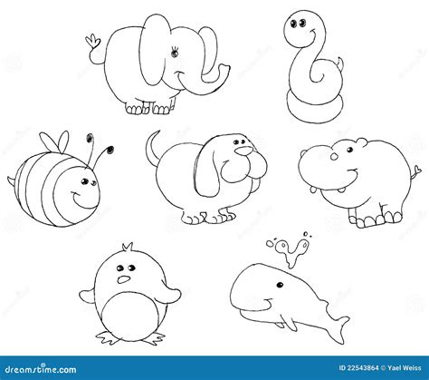 Outlined Animal Doodles Stock Images - Image: 22543864