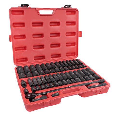 ABN 65 Piece Impact Socket Set - 1/2in Drive Shallow and Deep Socket Set - Walmart.com