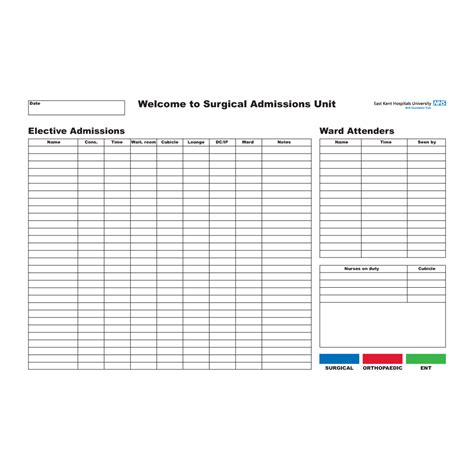 Hospital whiteboards to specific ward or department needs