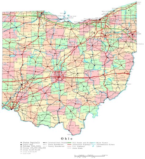 Ohio State Route Network Map. Ohio Highways Map. Cities Of Ohio - Ohio ...