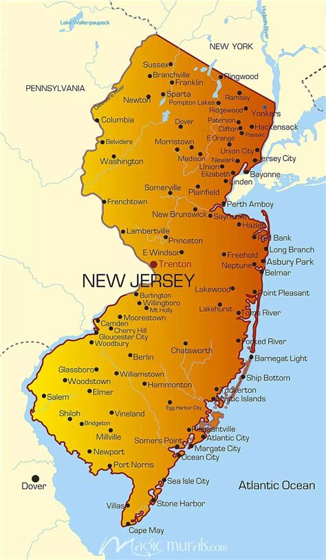 New Jersey State Map Wallpaper Mural by Magic Murals