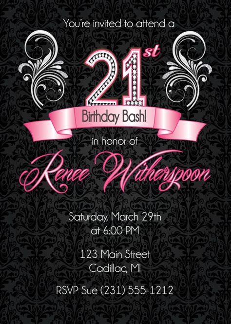 21st Birthday Invitation 21st Birthday Party Invitation