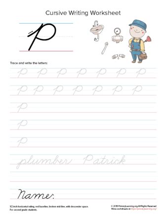 Cursive Uppercase P Worksheet | PrimaryLearning.Org