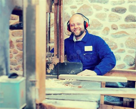 Woodworker Working on a Power-saw Stock Image - Image of joiner, maker: 85623851