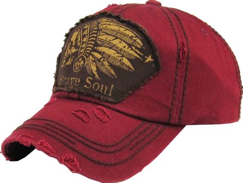 Indian Head Brave Soul Vintage Distressed Washed Baseball Hat Cap - Walmart.com