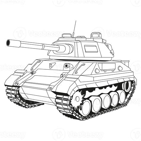 Main battle tank Doodle. Coloring Page. Armored fighting vehicle. Special military transport ...