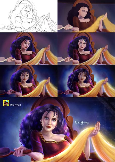 Step by step my artwork "Mother Gothel - Tangled" on Behance