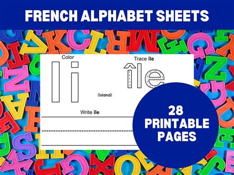 French Alphabet Worksheets Downloadable Printable Bilingual - Etsy