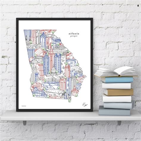 Atlanta Georgia Wall Art Atlanta GA Skyline Print Georgia | Etsy