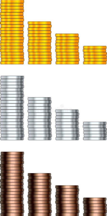 Coin stack set stock vector. Illustration of exchange - 59526543