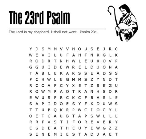 Psalm 23 - Word Search Lord Is My Shepherd, Bible Words, Word Find ...